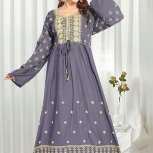 Round Neck with front embroidery design and full sleeves kaftan