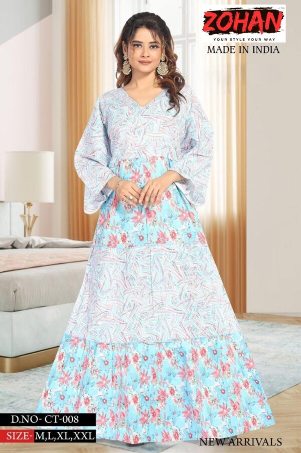 V-neck design with front colorfull patch stylish kaftan