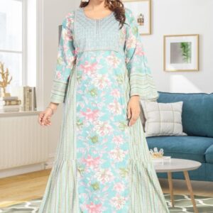 Floral Printed Mint Sky blue Kaftan