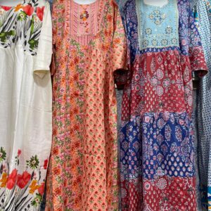 Floral printed design with full sleeves kaftan
