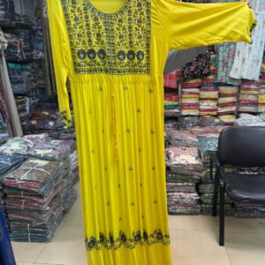 Round neck intricate black embroidery Kaftan