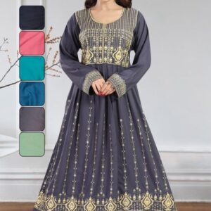 Round neck with embroidered pattern kaftan