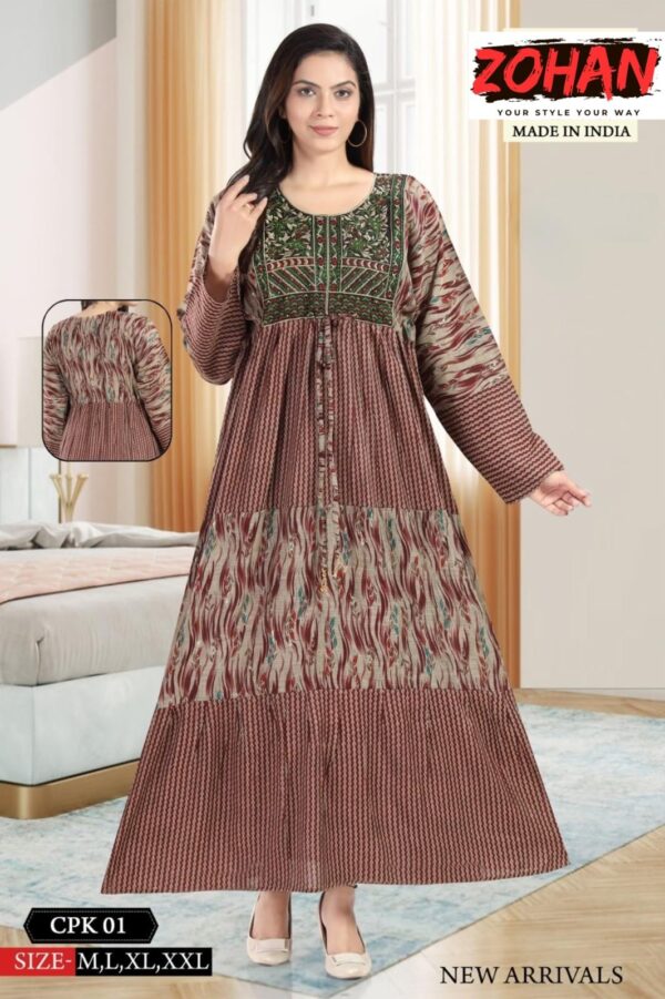 Embroidered design with full sleeves kaftan