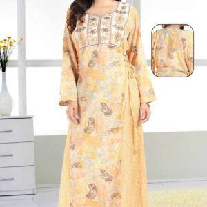 Round Neck design with front Embroidered stylish kaftan